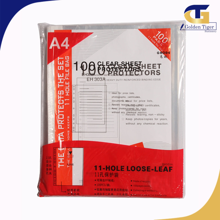 Sheet Protector Thick A4 (100pcs/pkt) 11 Hole