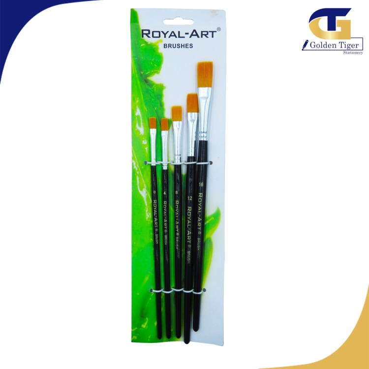 Royal Art Flat Brush 5pcs ရိုးတံမဲ (No-0,4,8,12,16)