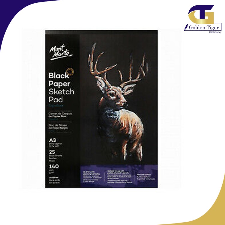 Mont Marte Black Paper Sketch pad 25Sheet 140g A3(MSB0059)