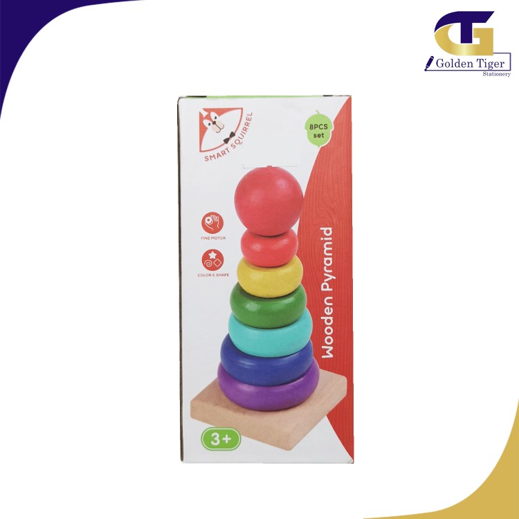 Rainbow Stacker SQ wooden pyramid